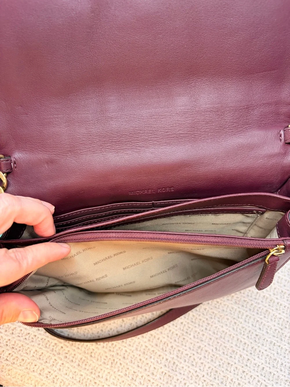 Michael Kors Burgundy Leather Crossbody